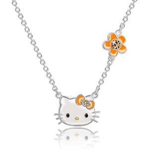 image:imageSALLY ROSE Sanrio Hello Kitty Birthstone Necklace 18  Silver Plated Hello Kitty Necklace with Birthstone Officially LicensedNovember  Citrine Orange Brown