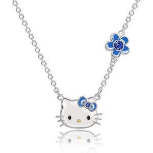 image:imageSALLY ROSE Sanrio Hello Kitty Birthstone Necklace 18  Silver Plated Hello Kitty Necklace with Birthstone Officially LicensedSeptember  Saphire Blue