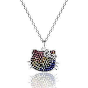 image:imageSALLY ROSE Sanrio Hello Kitty Womens Necklace 18  Silver Plated Hello Kitty Necklace with Rainbow Crystal Pendant Officially Licensed