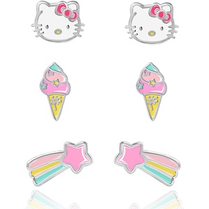 image:imageSanrio Hello Kitty Stud Earrings Set 3Piece  Hello Kitty Earrings Three Sets of Stud Earrings  Officially Licensed Ice Cream