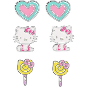 image:imageSanrio Hello Kitty Stud Earrings Set 3Piece  Hello Kitty Earrings Three Sets of Stud Earrings  Officially Licensed Lollipop