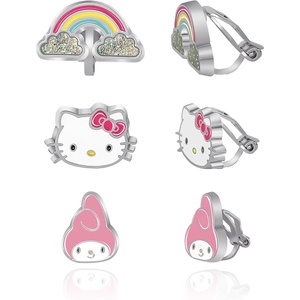 image:imageSanrio Hello Kitty and Friends Clip On Earrings 3Pack Official License  Rainbow My Melody and Hello Kitty Earrings