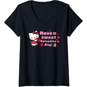 image:imageWomens Hello Kitty Have A Sweet Valentines Day VNeck TShirtBlack