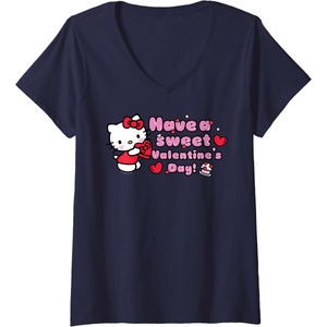image:imageWomens Hello Kitty Have A Sweet Valentines Day VNeck TShirtNavy Blue