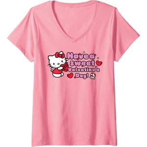 image:imageWomens Hello Kitty Have A Sweet Valentines Day VNeck TShirtPink