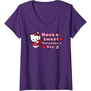image:imageWomens Hello Kitty Have A Sweet Valentines Day VNeck TShirtPurple