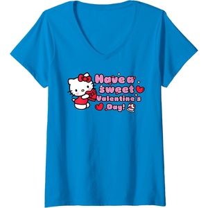 image:imageWomens Hello Kitty Have A Sweet Valentines Day VNeck TShirtSapphire Blue