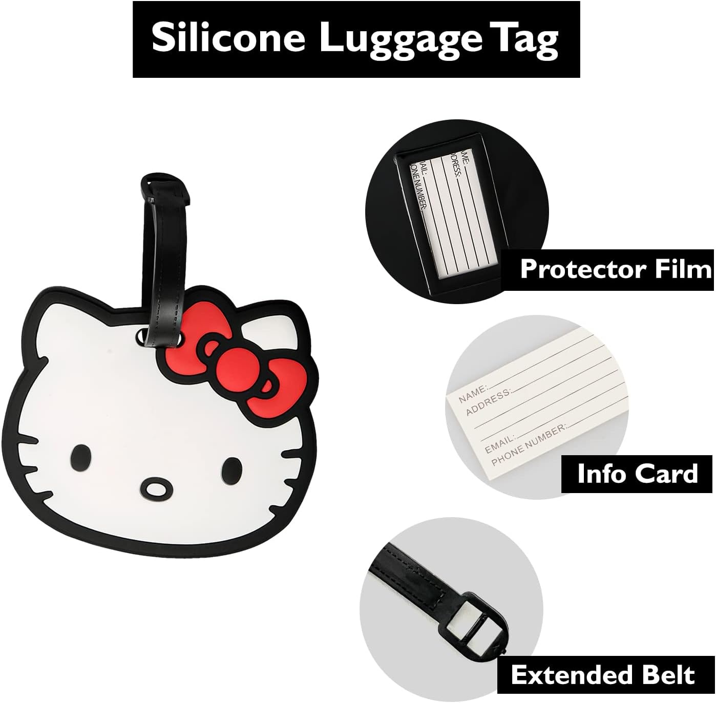 image:imageHello Kitty Luggage Tag for Suitcases 4Pack Official License Cute Luggage Tags Sanrio Travel Gifts