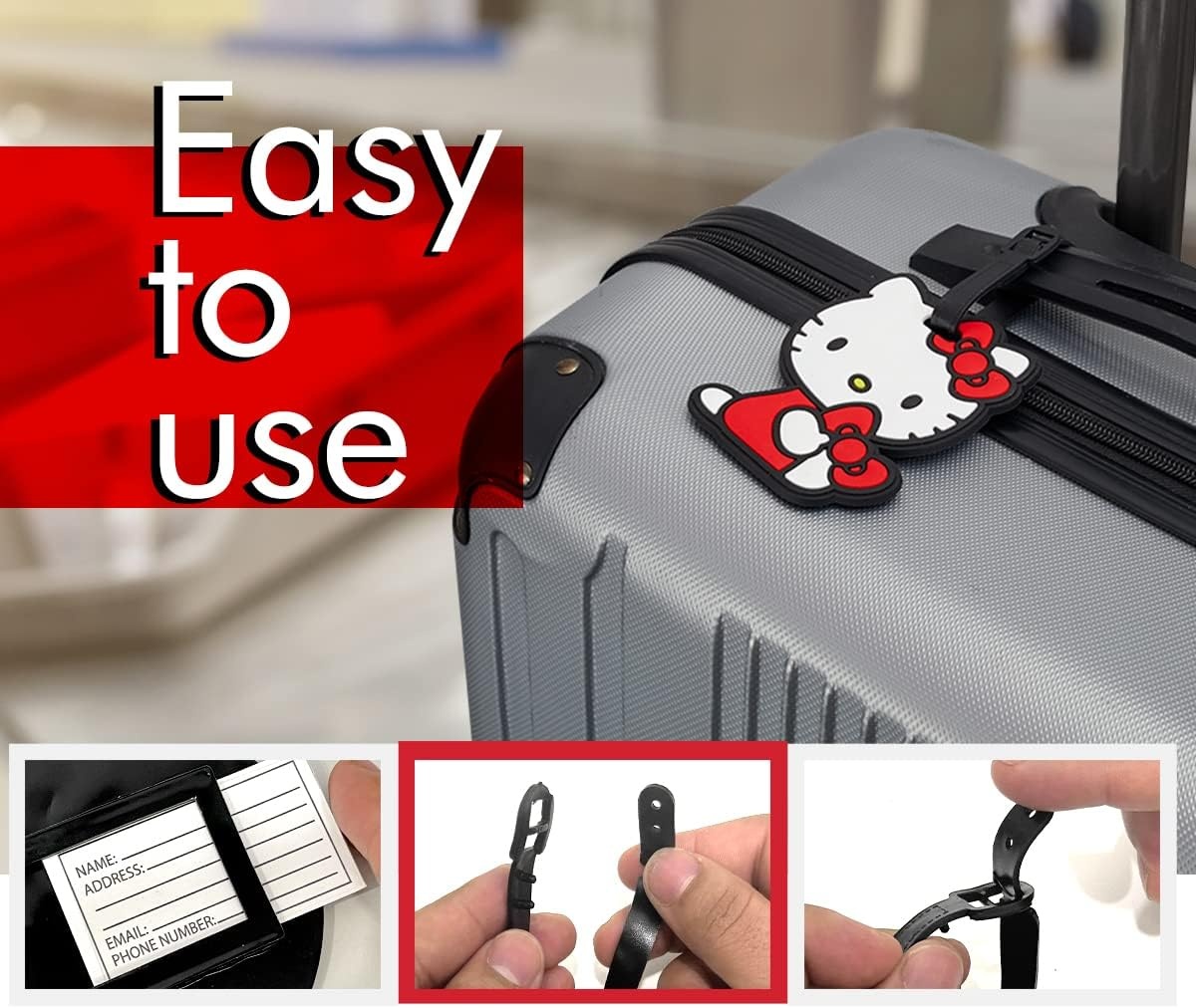 image:imageHello Kitty Luggage Tag for Suitcases 4Pack Official License Cute Luggage Tags Sanrio Travel Gifts