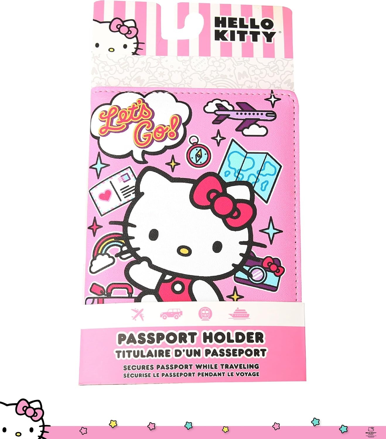 image:imageHello Kitty Pebbled Pink Passport Holder for Travel Official License Sanrio Passport Cover for WomenMulticolor