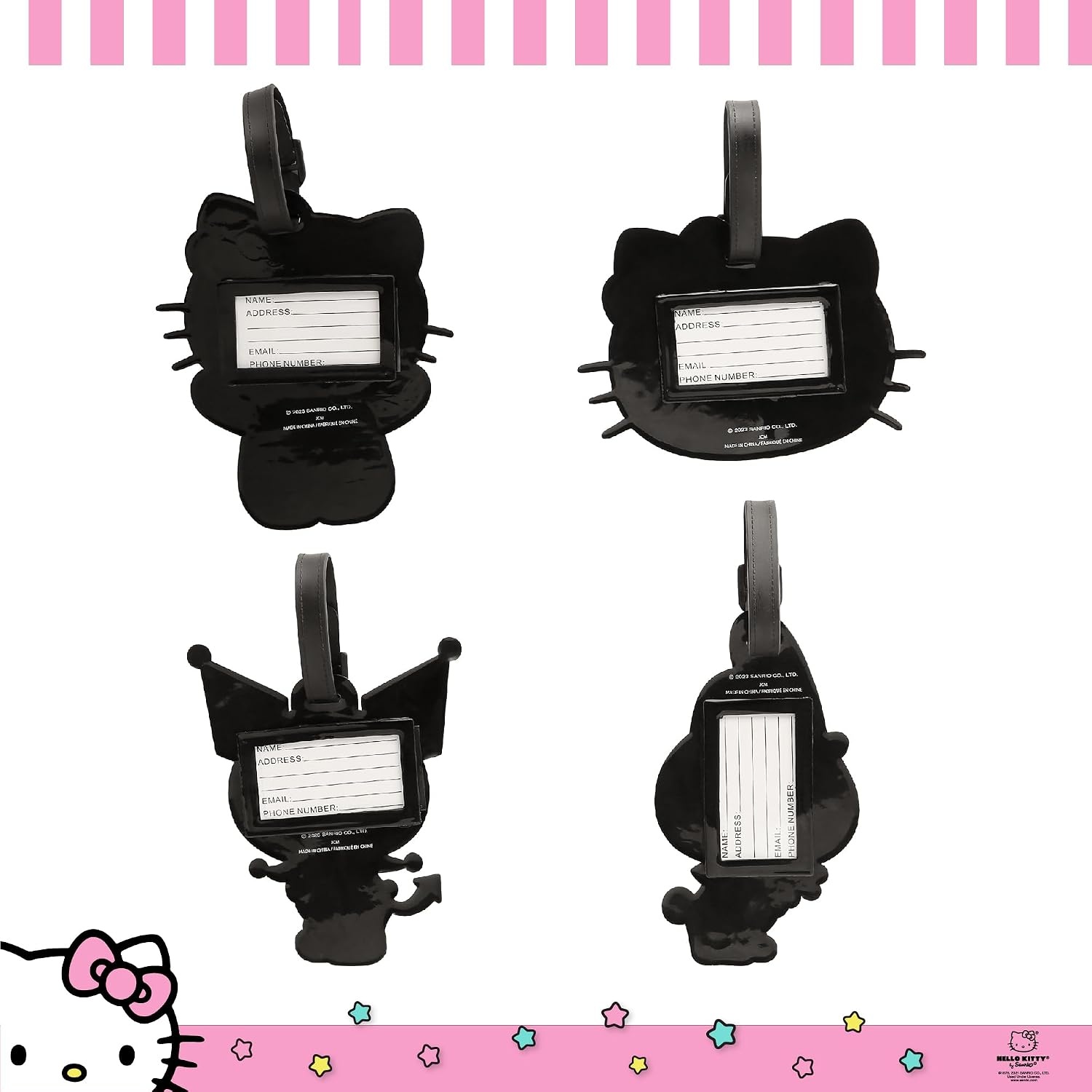 image:imageKuromi My Melody and Hello Kitty Luggage Tag for Suitcases 4Pack Official License Cute Luggage Tags Sanrio Gifts for Travel