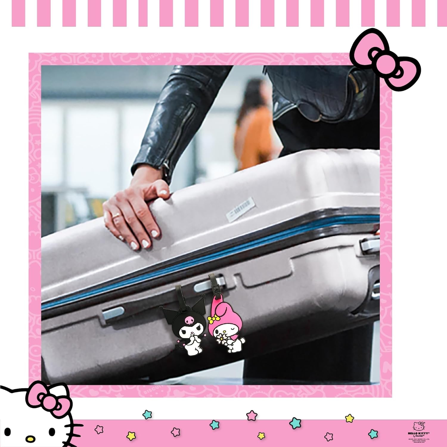 image:imageKuromi My Melody and Hello Kitty Luggage Tag for Suitcases 4Pack Official License Cute Luggage Tags Sanrio Gifts for Travel