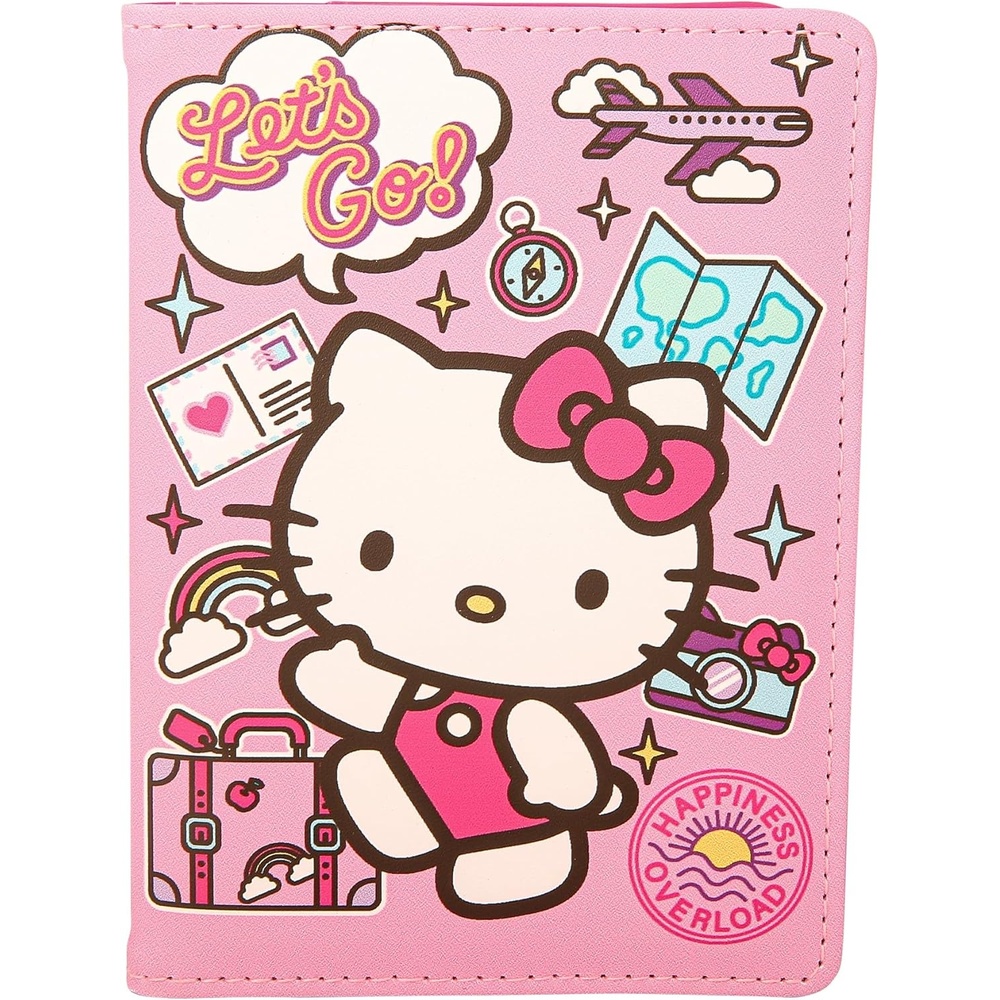 image:imageHello Kitty Pebbled Pink Passport Holder for Travel Official License Sanrio Passport Cover for WomenMulticolor