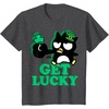 image:imageBadtz  Maru Get Lucky St Patricks Tee Shirt TShirtDark Heather Grey