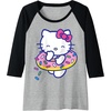 image:imageHello Kitty Donut Sprinkles Floaty Summer Swimming Raglan Baseball TeeBlackAthletic Heather