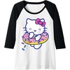 image:imageHello Kitty Donut Sprinkles Floaty Summer Swimming Raglan Baseball TeeBlackWhite