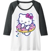 image:imageHello Kitty Donut Sprinkles Floaty Summer Swimming Raglan Baseball TeeDark Heather GreyWhite