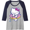 image:imageHello Kitty Donut Sprinkles Floaty Summer Swimming Raglan Baseball TeeNavy BlueAthletic Heather