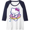 image:imageHello Kitty Donut Sprinkles Floaty Summer Swimming Raglan Baseball TeeNavy BlueWhite