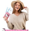 image:imageHello Kitty Pebbled Pink Passport Holder for Travel Official License Sanrio Passport Cover for WomenHello Kitty Face Pink