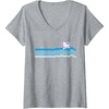 image:imageHello Kitty Swim Snorkle Summer Stripe VNeck TShirtHeather Grey
