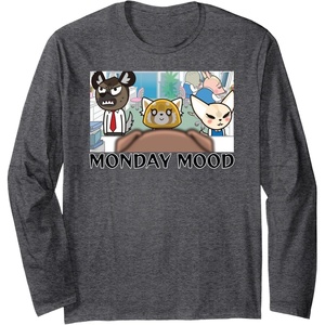 image:imageAggretsuko Season 2  Monday Mood Long Sleeve TShirtDark Heather Grey