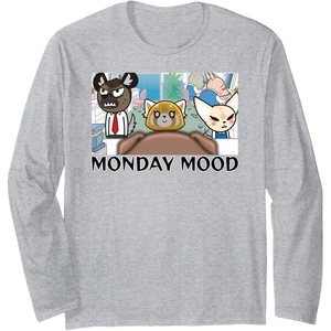 image:imageAggretsuko Season 2  Monday Mood Long Sleeve TShirtHeather Grey