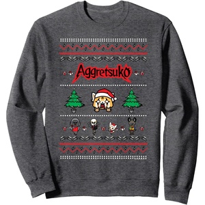 image:imageAggretsuko Ugly Christmas Sweater Rage Sweatshirt SweatshirtDark Heather Grey