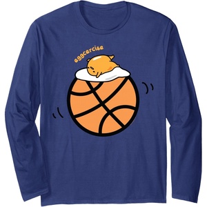 image:imageGudetama Exercise eggcercise Basketball Fitness Long Sleeve TShirtNavy Blue