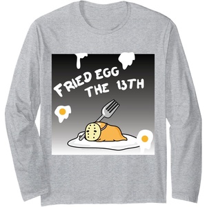 image:imageGudetama Fried Egg the 13th Halloween Long Sleeve Shirt Long Sleeve TShirtHeather Grey