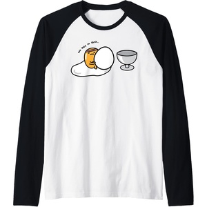 image:imageGudetama Too Lazy to Dunk Basketball Raglan Baseball TeeBlackWhite