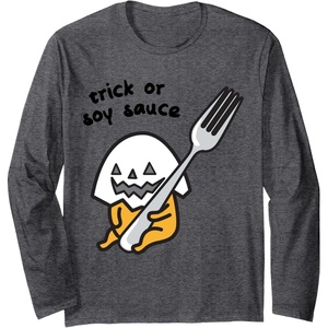 image:imageGudetama Trick or Treat Halloween Long Sleeve Shirt Long Sleeve TShirtDark Heather Grey