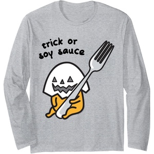image:imageGudetama Trick or Treat Halloween Long Sleeve Shirt Long Sleeve TShirtHeather Grey