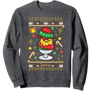 image:imageGudetama Ugly Christmas Egg Sweatshirt SweatshirtDark Heather Grey