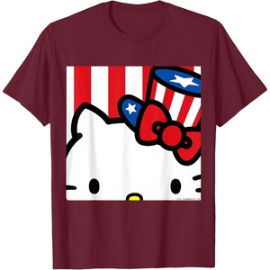 image:imageHello Kitty Americana Close Up Tee Shirt TShirtBurgundy