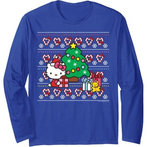 image:imageHello Kitty Candy Cane Christmas Sweater Long Sleeve Shirt Long Sleeve TShirtRoyal Blue