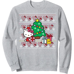 image:imageHello Kitty Candy Cane Christmas Sweater Sweatshirt SweatshirtHeather Grey