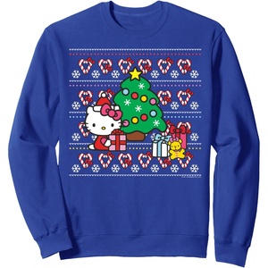 image:imageHello Kitty Candy Cane Christmas Sweater Sweatshirt SweatshirtRoyal Blue