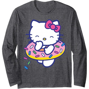 image:imageHello Kitty Donut Sprinkles Floaty Summer Swimming Long Sleeve TShirtDark Heather Grey