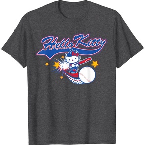 image:imageHello Kitty Home Run Baseball Softball Tee Shirt TShirtDark Heather Grey