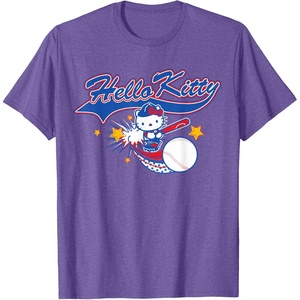 image:imageHello Kitty Home Run Baseball Softball Tee Shirt TShirtPurple Heather