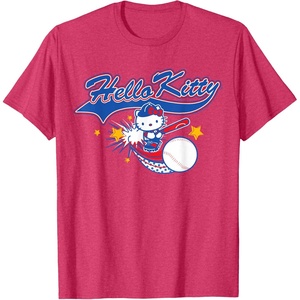 image:imageHello Kitty Home Run Baseball Softball Tee Shirt TShirtRed Heather