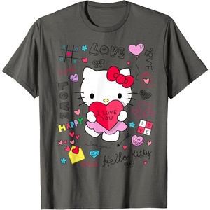 image:imageHello Kitty Love Notes Valentine Tee Shirt TShirtAsphalt Grey