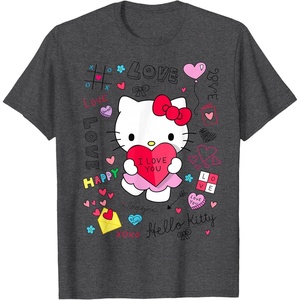 image:imageHello Kitty Love Notes Valentine Tee Shirt TShirtDark Heather Grey