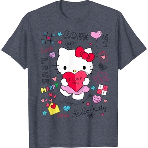 image:imageHello Kitty Love Notes Valentine Tee Shirt TShirtHeather Blue