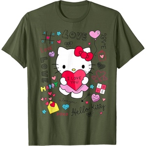 image:imageHello Kitty Love Notes Valentine Tee Shirt TShirtOlive Green