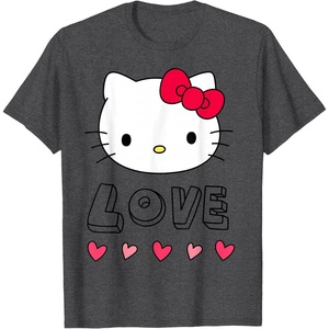 image:imageHello Kitty Love and Hearts Valentine Shirt TShirtDark Heather Grey