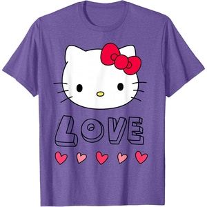 image:imageHello Kitty Love and Hearts Valentine Shirt TShirtPurple Heather
