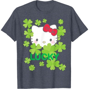 image:imageHello Kitty Lucky Clover St Patricks Day Tee Shirt TShirtHeather Blue