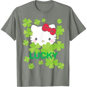 image:imageHello Kitty Lucky Clover St Patricks Day Tee Shirt TShirtOlive Heather